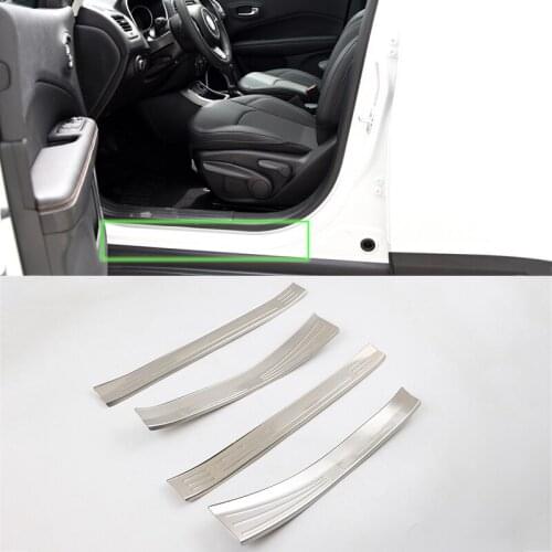Car Accessories Interior Stainless Steel Outer Door Sill Scuff Threshold Plate Cover Trim For Jeep Compass 2017