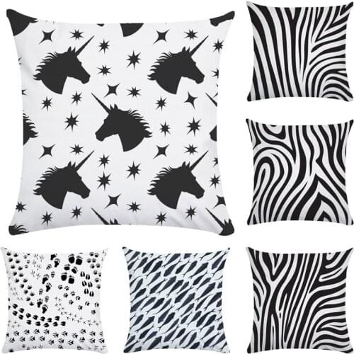 Zebra Black and white Stripes Printed 45*45cm Cushion Cover plush Throw Pillow Car Home Decoration Decorative Pillowcase