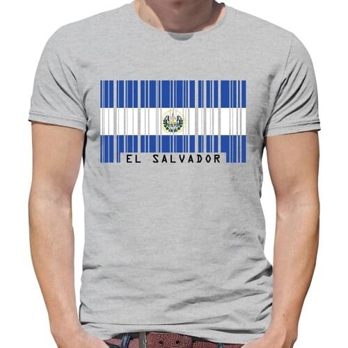 El Salvador Barcode Style Flag New Design New Fashion Brand Clothing Male Tops Mens Crew neck movie fitness Tshirt
