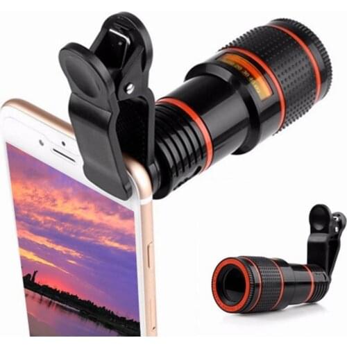 Mobile Phone Lens Universal 12X HD Zoom Telescope Phone Camera External Telephoto Lens with Clip Mobile Phone Accessories 2021