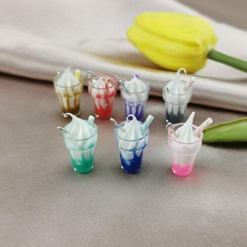 Pastel Ice Cream Cone Cup Charms Resin Dessert Pendant for DIY Bracelet Necklace Jewelry Making Bubblegum Ice Cream Charm IK38DG