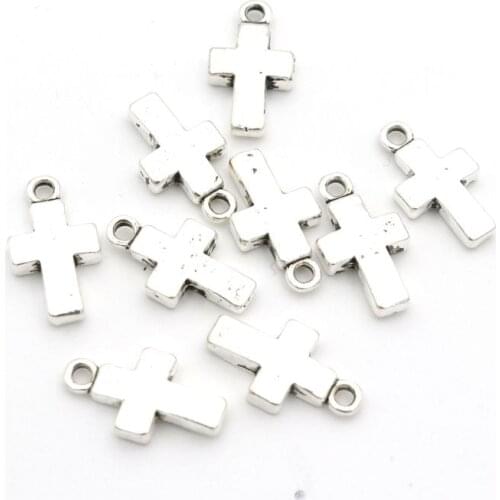 10pcs 18mm Antique Silver Color Christian Cross Metal Charm Pendant For Jewelry Making Diy Bracelet Necklace Accessories Supply