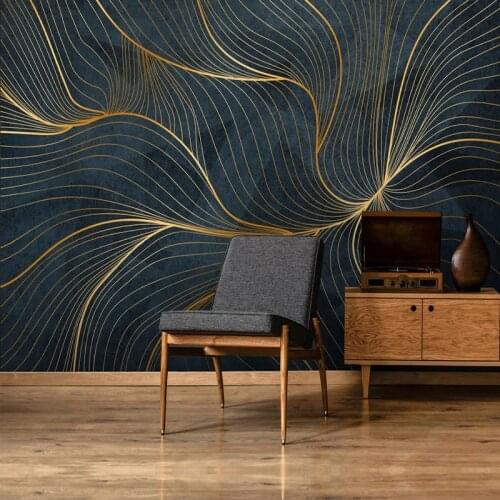 Custom 3D Wallpaper Luxury Golden Geometric Stripes Art Wall Painting Living Room Sofa TV Background Creative Mural De Parede