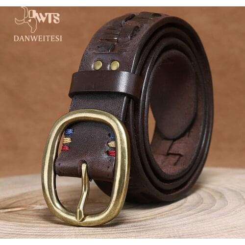 [DWTS]genuine leather belt men luxury strap male belts for men new fashion classic vintage pin buckle men belt High Quality