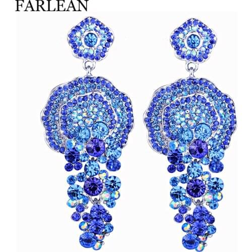 Austrian Crystal rhinestone long Dangle Earrings for Women High Quality Luxury Wedding Earrings Bridal Jewelry Accessories
