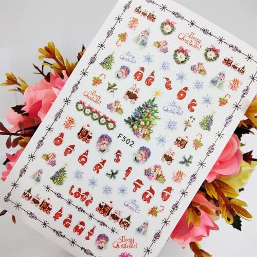 Merry Christmas Nail Sticker 3D Sliders Foil Designs Hats Tree Nail Art Decoraciones Toenail Manicure Accesorios Tips