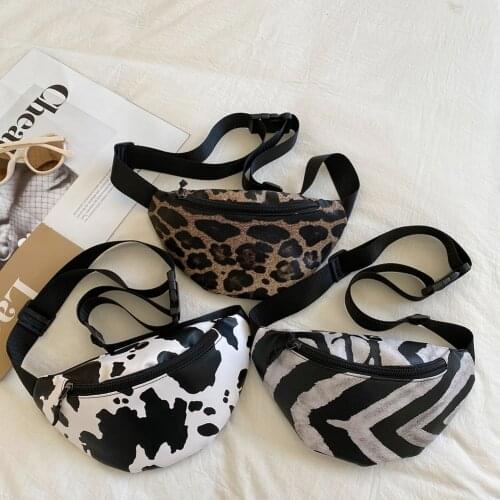 Vintage Womens Bag PU Leather Animal Pattern Printing Crossbody Shoulder Bags for Women 2021 Casual Ladies Chest Bag Waist Pack