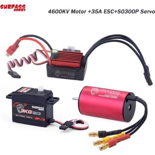 SURPASSHOBBY Waterproof Combo 2440 4600KV Brushless Motor w/ 35A ESC + S0300P 3KG Servo for 1/16 1/18 RC Car Truck