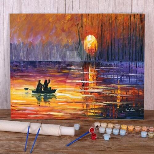 Sunset Fishing Coloring By Numbers Painting Package Oil Paints 40*50 Picture By Numbers Photo Home Decoration For Kids Art