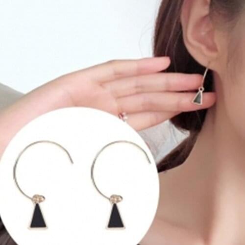 New Fashion Gold Black Silver 3 Western Triangle Round Flash Stud Earrings for Women Gifts Wholesale