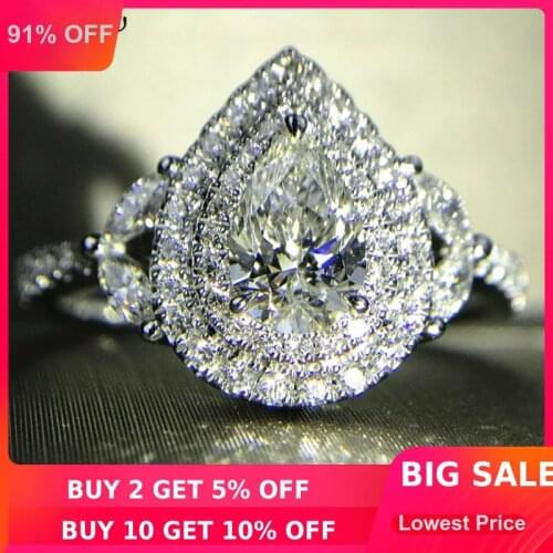 Choucong Real 925 sterling Silver Flower Promise Ring Water Drop AAAAA cz Engagement Wedding Band Rings For Women Bridal Jewelry