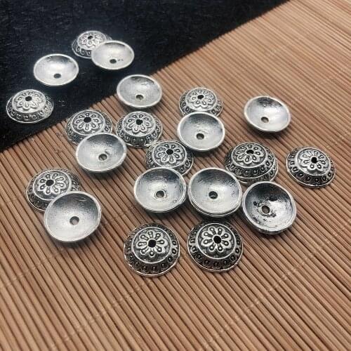 10pcs 14x14x3.5mm Big Bead Caps End Cap Charm Leather Cord Alloy Connector Buckle Suede Texture Clasps Filigree Accessories DIY