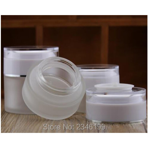 20G 20ML Frost Glass Jar, White Acrylic Cap Cosmetic Sample Packing Container, Empty Lotion Cream Jar, 25pcs/lot