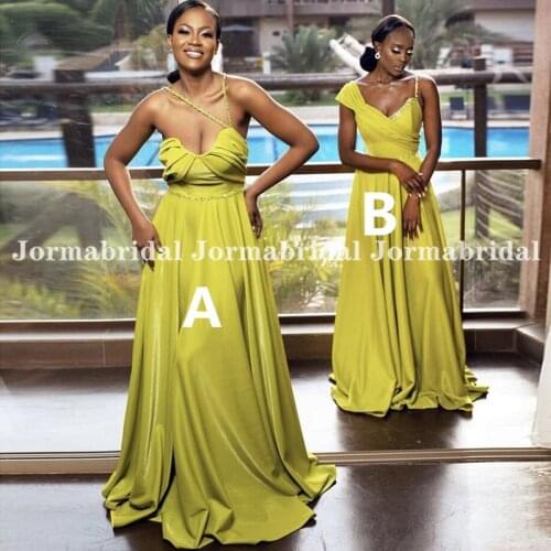 2021 Stylish Bridesmaid Dresses With Beads Strap A-Line Lime Green Women Plus Size Long Wedding Guest Dress Formal Party Gowns