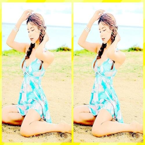 2021 Women Seaside Romance Only For You Must-Have Skirt Sexy Gathered Swimsuit Waist Hip Floral Blue And Yellow Optional