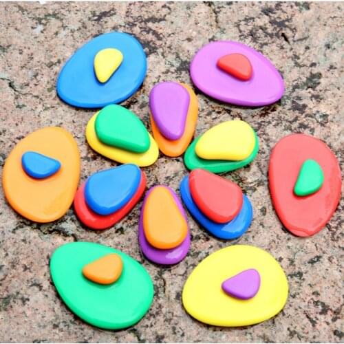 30pcsMontessori Rainbow Wooden Pebbles Jenga Educational Toys DIY Rainbow Pebbles Stacking Game Educational
