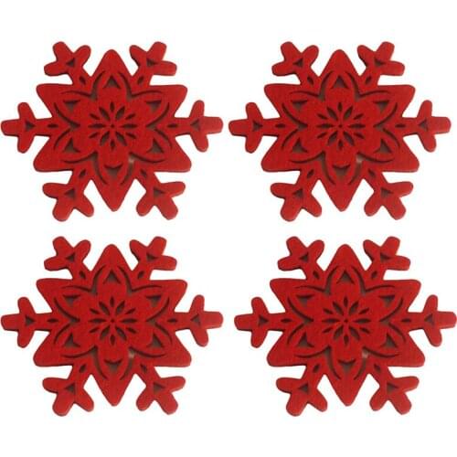 4Pcs/set Christmas Snowflake Shaped Cup Mat Coaster Anti-Skid Table Placemat Xmas Holiday Decor