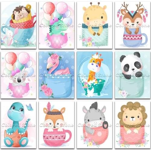 New Diamond painting Cartoon Giraffe Deer Koala Flamingo Panda Dinosaur Fox Donkey Lion 5D DIY Full Square Drill embroidery 885