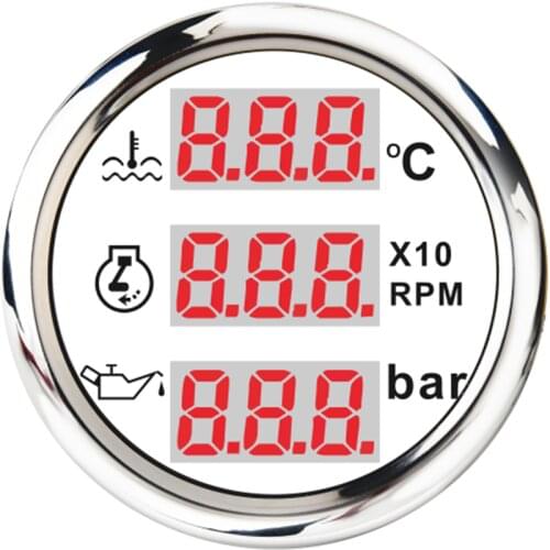 Car Digital Rpm Tachometer 52mm Water Temperature Gauge Oil Pressure Meter 3 in 1 Tacho Hourmeter For Motorcycle Voltmeter