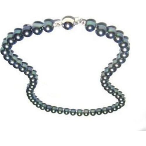 Free Shipping 17.5" 8-9MM AAA Genuine Cultured Black Pearl Necklace