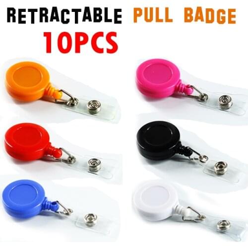 10pcs Retractable Pull Badge ID Department Brand Name Badge Holder Scroll Key Ring Chain Clip School Student Office Badge Reel