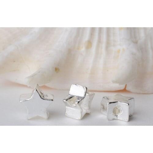 Solid 925 sterling silver five-pointed star charm beads, spacer loose bead with 1.2mm hole jewelry diy components accessories