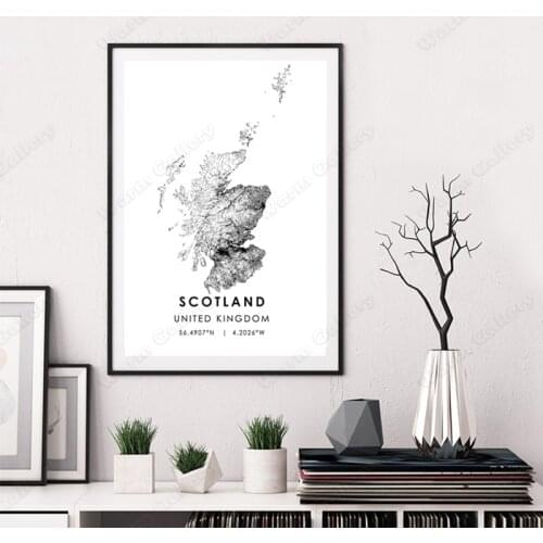 Black and White City Map The Scotland City Map Poster HD Print Wall Art Canvas Nordic Landscape Painting for Home Decor