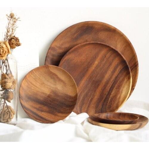 Wooden Circular Fruit Dishes No Paint Dry Fruits Cake Snack Plate Home Restaurant Hot Sell Small Dish SN2297