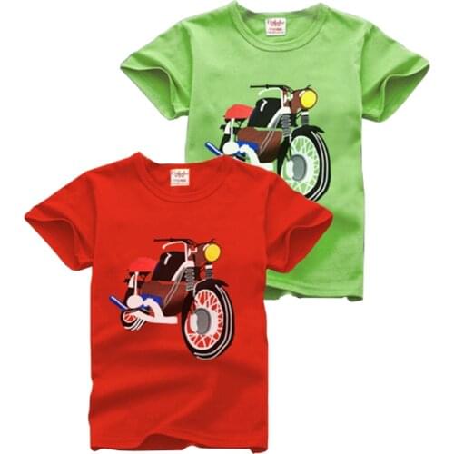 Kids Baby Boy Girl Children O-neck T Shirt Motorcycle Print Short Sleeve Cotton T-shirt Tee Tops Summer Clothes