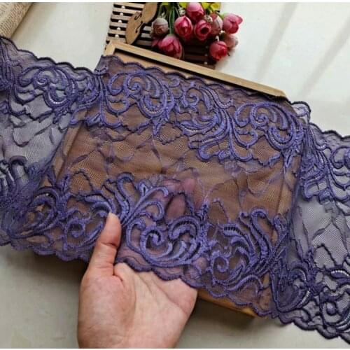 1 Meter Elastic Lace Trim DIY Clothing Accessories Dress Deep Purple Red Sewing Lace Applique French Stretch Net Lace Fabrics