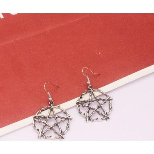 European and American Jewelry Dark Punk Gothic Style of Life Pentagrams Earrings Alloy Pendant Goth Gift for Women