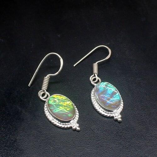 Gemstonefactory Big Promotion Unique 925 Silver Rare Fashion Dichroic Glass Women Ladies Gifts Dangle Drop Earrings 20211841