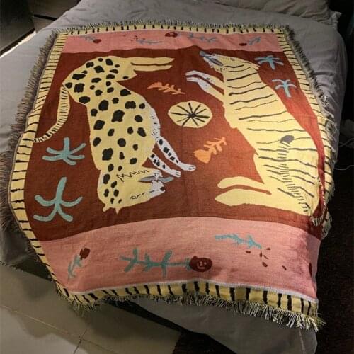 GY4062 Gyrohome Leopard Blanket Sofa Decorative Slipcover Stitching Rug Tapestry Carpet Home&Living