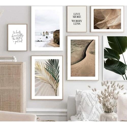 Mountain Art Picture Green Plant Scenery Scandinavian Poster Nordic Decoration Print Landscape Wall Art Canvas Painting HD3040