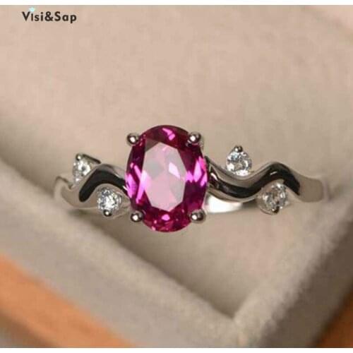 Visisap Purple Red Oval AAA Zircon Rings for Women Wave Band Office Lady Gifts Dropshipping Ring Fashion Jewelry Wholesale B2700
