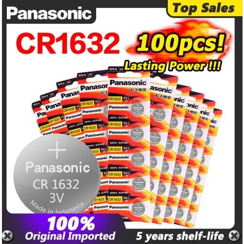 Panasonic Cr1632 100pcs 3v button battery coin car toy lithium battery BR1632 battery ECR1632 DL1632 KCR1632 LM1632 KL1632