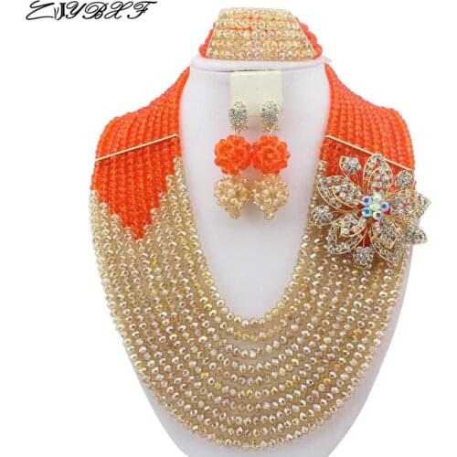 Best Selling African Crysal Beads Jewelry Set Nigerian Traditional Wedding Beads Jewelry Set HD4123