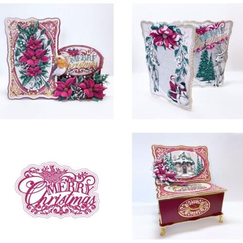 Art word merry christmas Metal cutting dies cross stitch scrapbooking diesstencil Holiday card christmas new cutting dies 2021