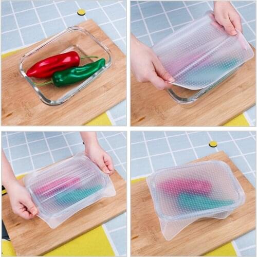 Reusable Stretch Cling Film Bowl Cup Pad Fresh Keeping Lid Food Storage Cover Silicone Wrap Seal Cover Kitchen Tools