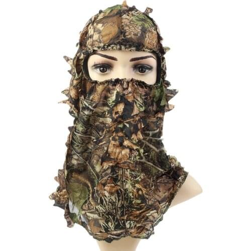 Men Women Maple Leaf Style Camouflage Face Mask Hunting Hood Cap Head Net Eyehole Opening Scarf Hunting Ghillie Suit Accessories