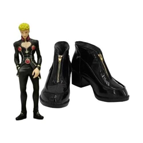 JoJos Bizarre Adventure Giorno Giovan Cosplay Boots Shoes Black Men Shoes Costume Customized Accessories Halloween Party Shoes