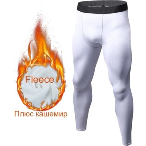 Mens sports leggings thermal Compression tights gym trousers elastic yoga fleece legging sportswear pantyhose add wool leggings