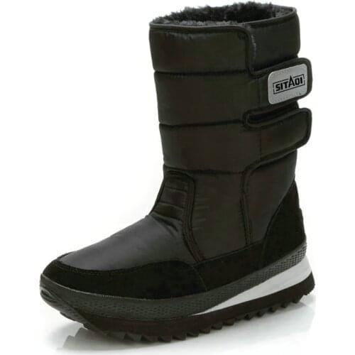 Men shoes Winter Boots Shoe Solid Black Snow Boots Plus size 36 to Big 47 Brand style warm male booties free shipping best sell