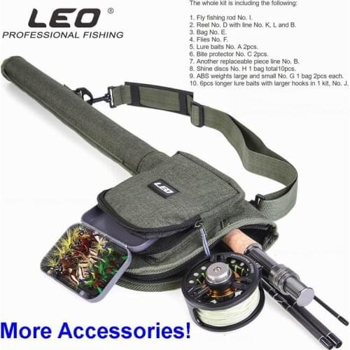 Fly Fishing Rod 9' 9ft 9 Feet 2.74M Fly Fishing Kit with Bag Reel Backing Line Lead Line Flies Shine Disc ABS Weights, etc