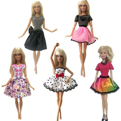 NK 5 Pcs Newest Doll Dress Handmade Suit Daily Casual Wear Dress Clothes For Barbie Accessories Doll Festival Gift For Girl