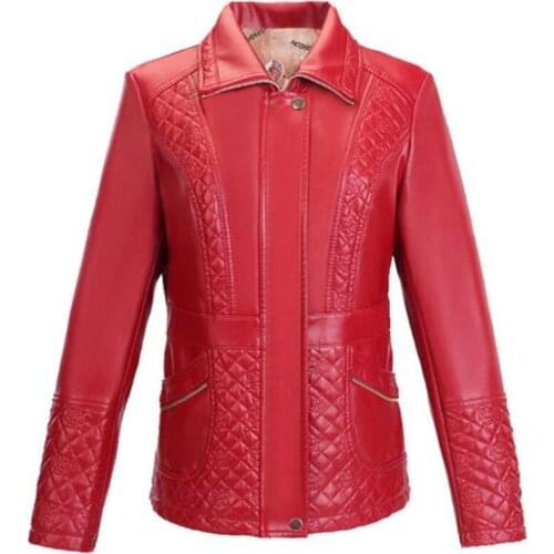 2019 new high quality PU embroidered autumn winter coat women leather jacket women clothing Motorcycle leather coat women jacket