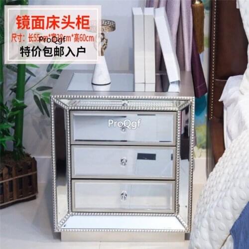 Prodgf 1 Set three layer mirror effect Corner Bedside Cabinet
