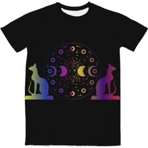 REAL American US SIZE Astrology Queen Kitty Custom Made Sublimation Print Mens Clothing Top T-Shirt