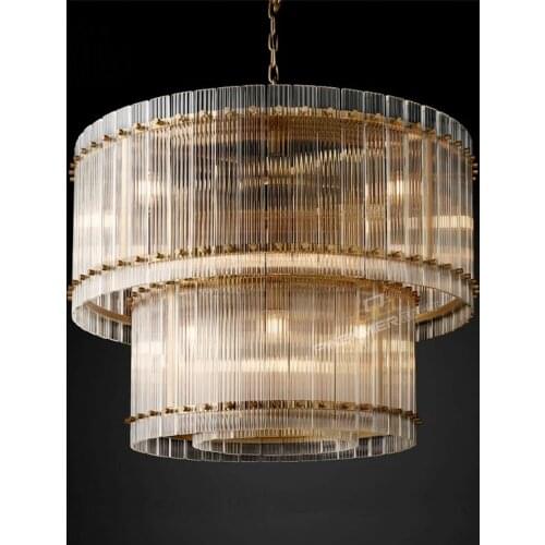 Crystal restaurant chandelier simple post-modern living room copper lamps light luxury club bar model room lighting
