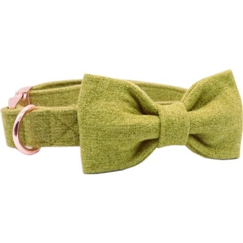 Standed Cotton Fabric Dog Collar and Leash Set with Bow Tie for Big and Small Dog Summer Spring Dog collar